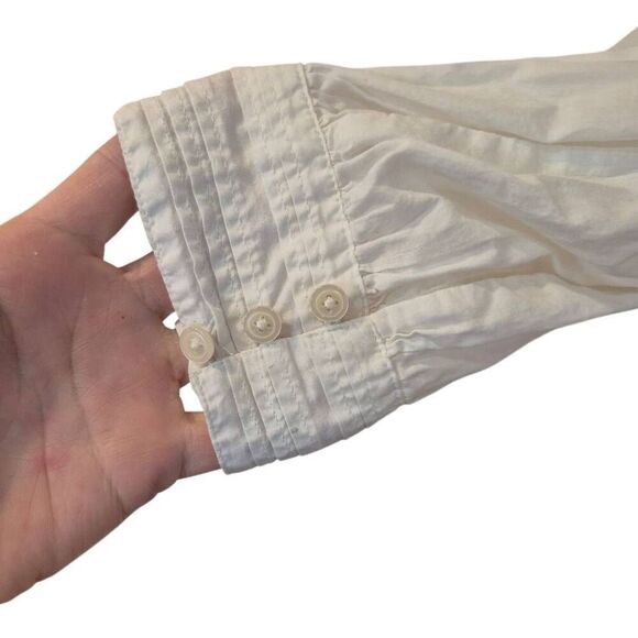 Madewell Women's Ivory Cotton Pintuck Ruffle Peasant Boho Top - Picture 12 of 15